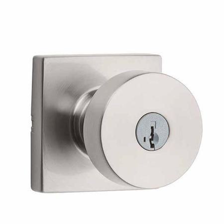 KWIKSET Kwikset: SC1  Pismo Entry Door Knob with Square Rose  Satin Nickel  / with SmartKey Technology KWS-740PSK-SQT-SMC-15